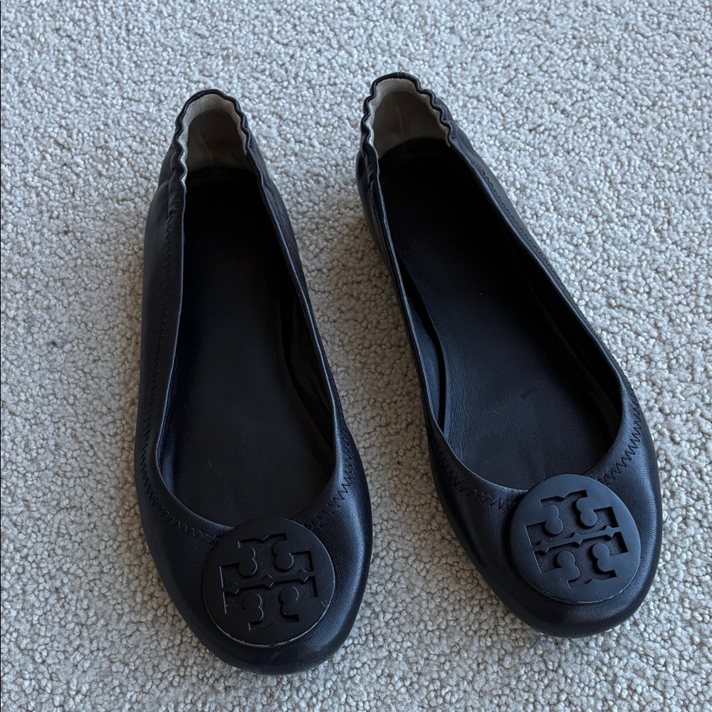 Tory Burch Black Leather Flats